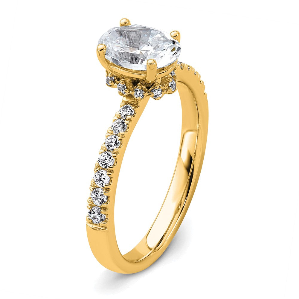 14k 1 3/8ct Cert Lab Grown Diamond VS+ F+ Oval Complete Solitaire Eng Ring