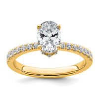 14k 1 3/8ct Cert Lab Grown Diamond VS+ F+ Oval Complete Solitaire Eng Ring