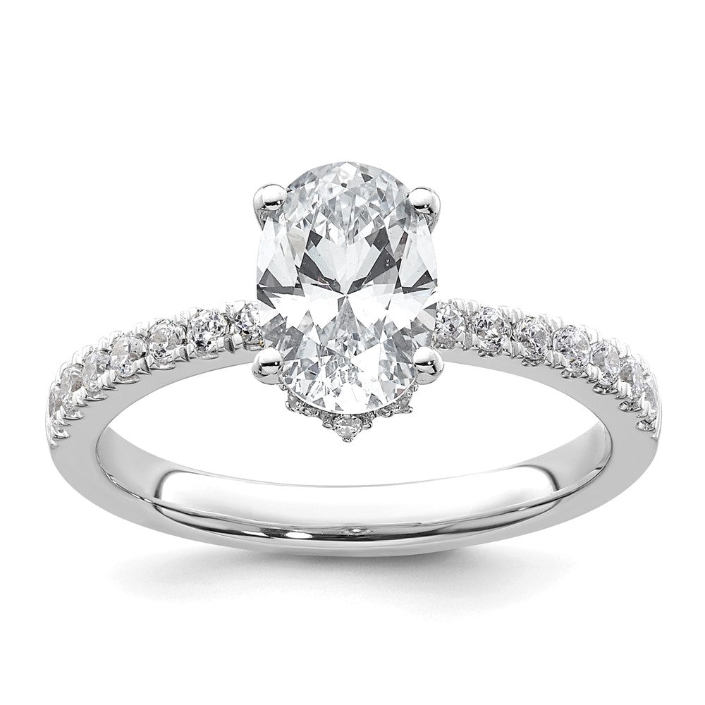 14kw 1 1/2ct Lab Grown Diamond VS/SI+ G+ Oval Complete Solitaire Eng Ring