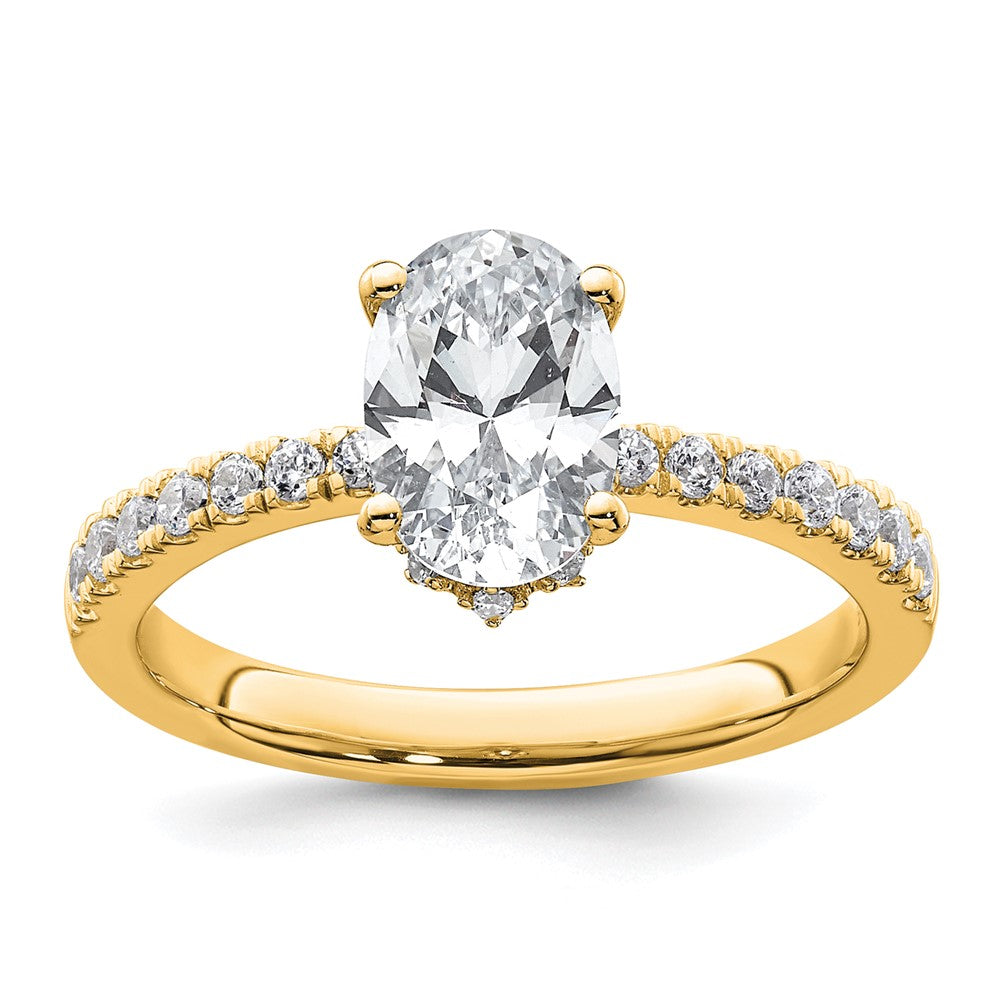14k 1 1/2ct Cert Lab Grown Diamond VS+ F+ Oval Complete Solitaire Eng Ring