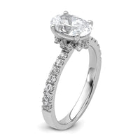 14kw 1/4ct Lab Grown Diamond VS/SI+ G+ 1 1/2ct Oval Semi Solitaire Eng Ring