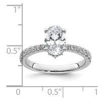 14kw 1/4ct Lab Grown Diamond VS/SI+ G+ 1 1/2ct Oval Semi Solitaire Eng Ring