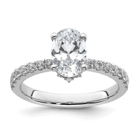 14kw 1/4ct Lab Grown Diamond VS/SI+ G+ 1 1/2ct Oval Semi Solitaire Eng Ring