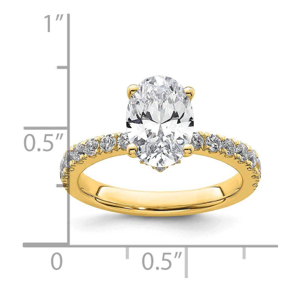 14k 2 1/2ct Lab Grown Diamond VS/SI+ G+ Oval Complete Solitaire Eng Ring
