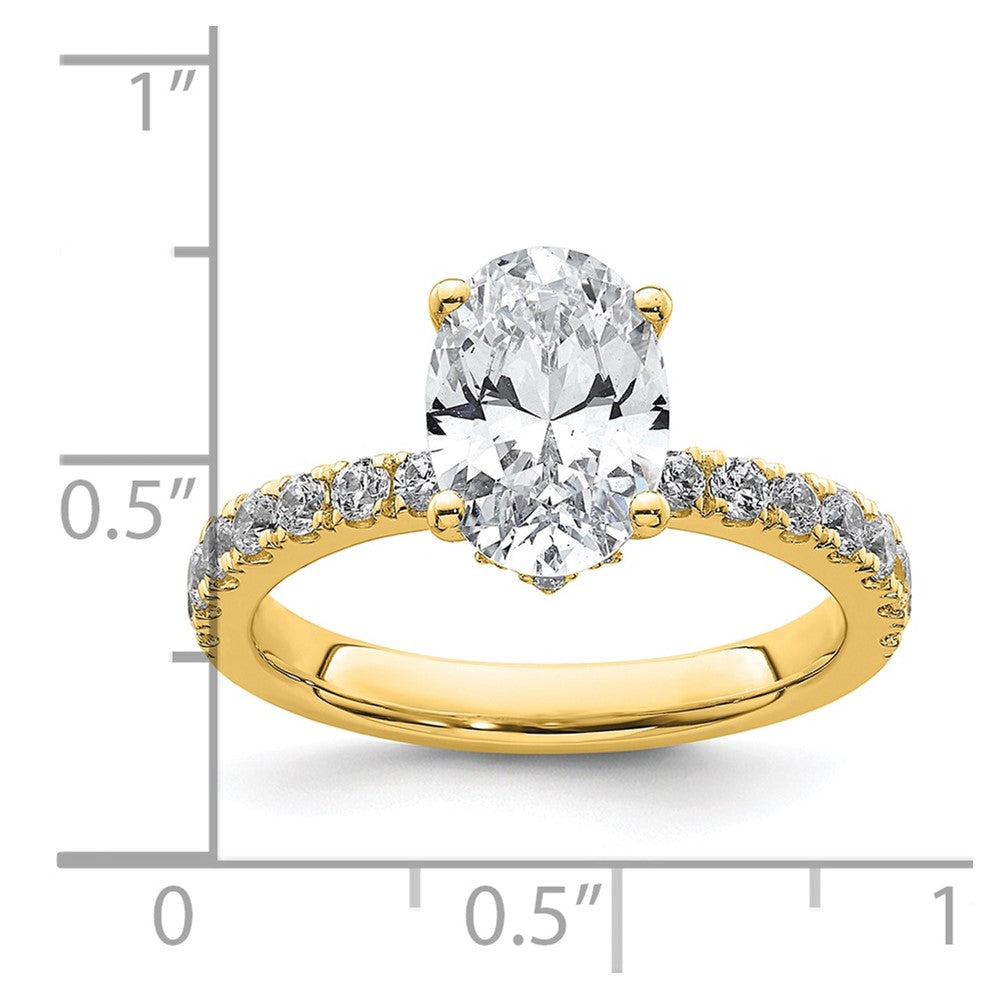 14k 1/4ct Lab Grown Diamond VS/SI+ G+ 2ct Oval Semi Solitaire Eng Ring