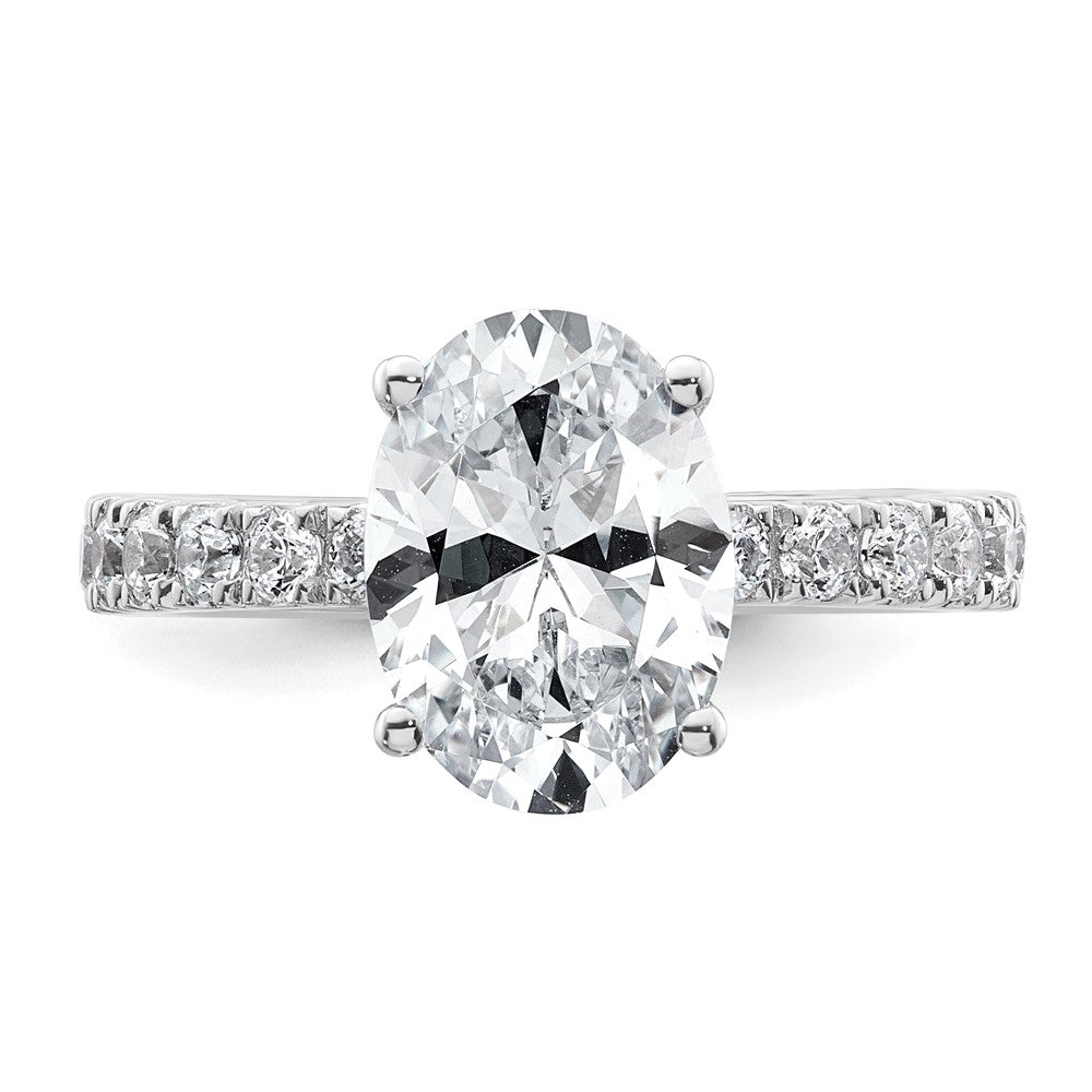 14kw 5/8ct Lab Grown Diamond VS/SI+ G+ 2 1/2ct Oval Semi Solitaire Eng Ring
