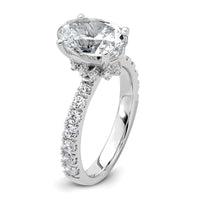 14kw 5/8ct Lab Grown Diamond VS/SI+ G+ 2 1/2ct Oval Semi Solitaire Eng Ring