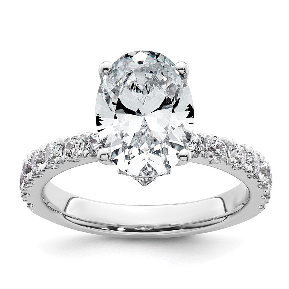 14kw 5/8ct Lab Grown Diamond VS/SI+ G+ 2 1/2ct Oval Semi Solitaire Eng Ring