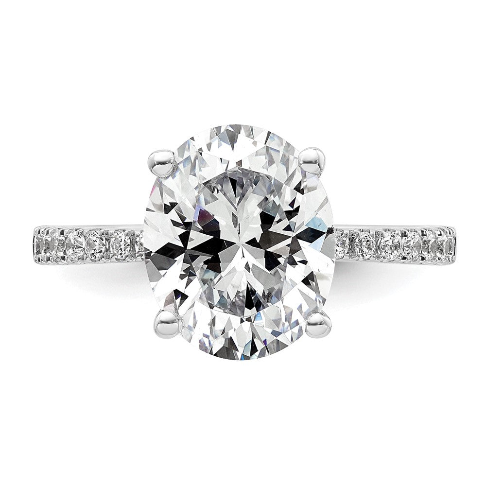 14kw 3 1/4ct Lab Grown Diamond VS/SI+ G+ Oval Complete Solitaire Eng Ring