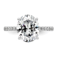 14kw 3 1/4ct Lab Grown Diamond VS/SI+ G+ Oval Complete Solitaire Eng Ring