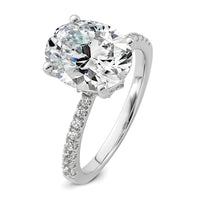 14kw 3 1/4ct Lab Grown Diamond VS/SI+ G+ Oval Complete Solitaire Eng Ring
