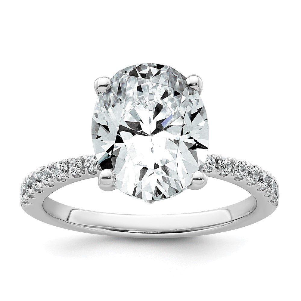 14kw 3 1/4ct Lab Grown Diamond VS/SI+ G+ Oval Complete Solitaire Eng Ring