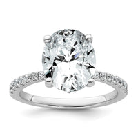 14kw 3 1/4ct Cert Lab Grown Diamond VS+ F+ Oval Complete Solitaire Eng Ring