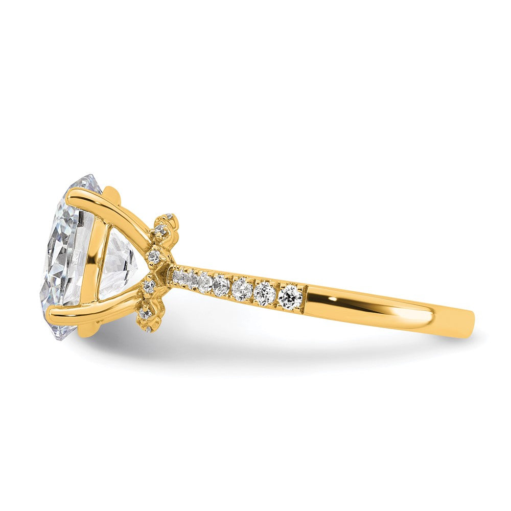14k 3 1/4ct Cert Lab Grown Diamond VS+ F+ Oval Complete Solitaire Eng Ring