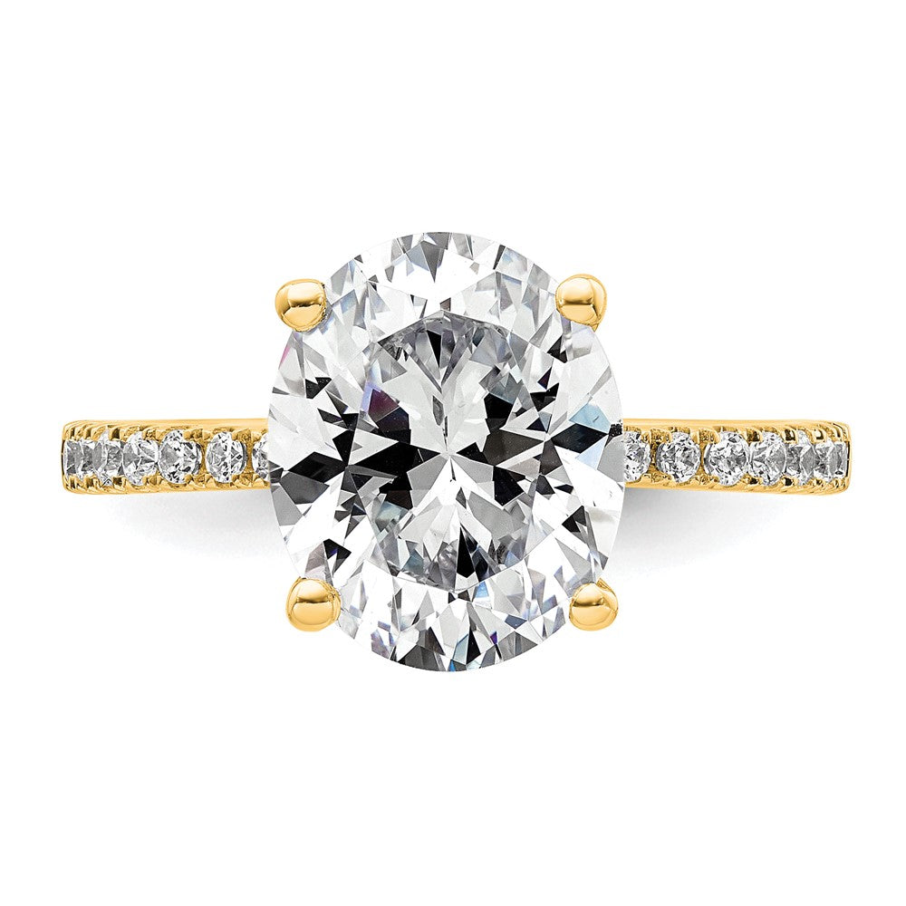 14k 3 1/4ct Cert Lab Grown Diamond VS+ F+ Oval Complete Solitaire Eng Ring