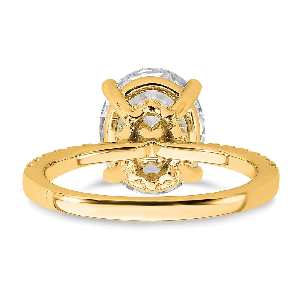 14k 3 1/4ct Cert Lab Grown Diamond VS+ F+ Oval Complete Solitaire Eng Ring
