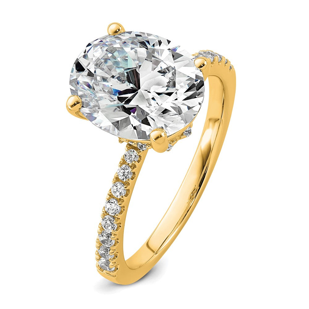14k 3 1/4ct Lab Grown Diamond VS/SI+ G+ Oval Complete Solitaire Eng Ring