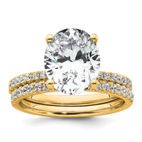14k 3 1/4ct Cert Lab Grown Diamond VS+ F+ Oval Complete Solitaire Eng Ring
