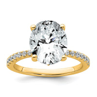 14k 3 1/4ct Cert Lab Grown Diamond VS+ F+ Oval Complete Solitaire Eng Ring