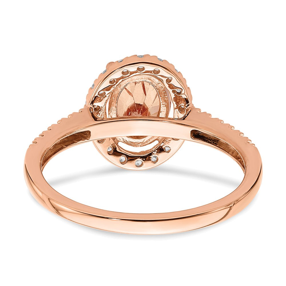 14kr 1/3 ct Lab Grown Diamond VS/SI+ G+ & Morganite Halo Engagement Ring