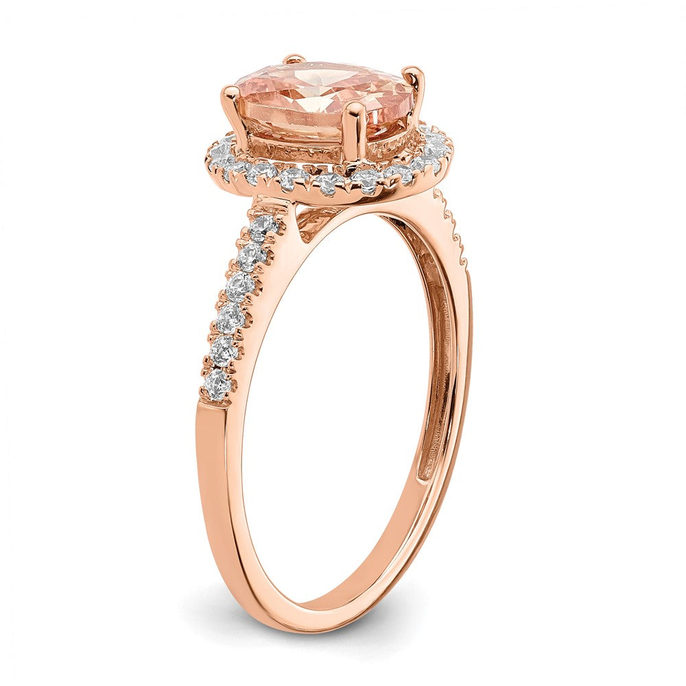 14kr 1/3 ct Lab Grown Diamond VS/SI+ G+ & Morganite Halo Engagement Ring