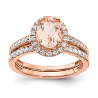 14kr 1/3 ct Lab Grown Diamond VS/SI+ G+ & Morganite Halo Engagement Ring