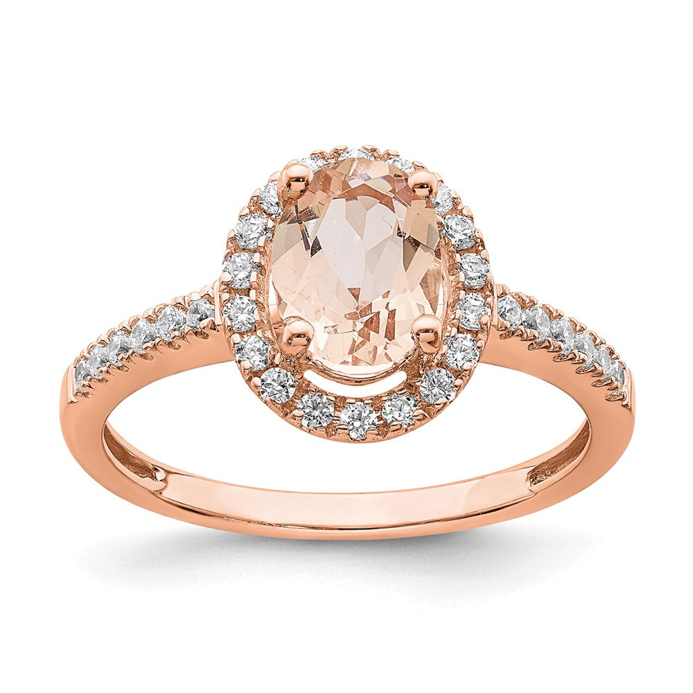 14kr 1/3 ct Lab Grown Diamond VS/SI+ G+ & Morganite Halo Engagement Ring