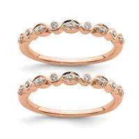 14k Rose Gold 1/5 ct Lab Grown Diamond VS/SI+ G+ 2 Wedding Band Set