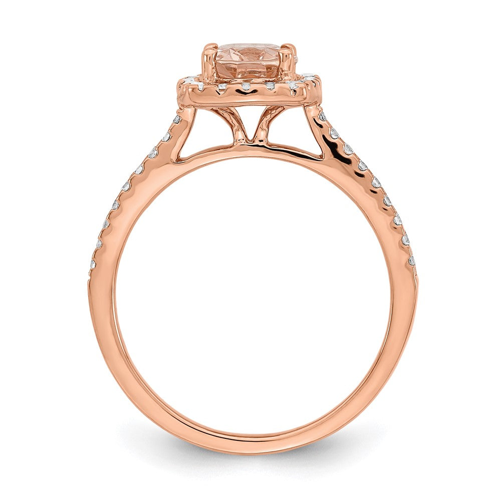 14kr 1/3 ct Lab Grown Diamond VS/SI+ G+ & Morganite Halo Engagement Ring