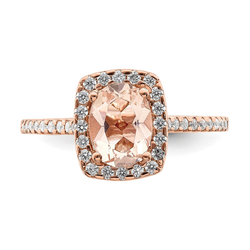 14kr 1/3 ct Lab Grown Diamond VS/SI+ G+ & Morganite Halo Engagement Ring