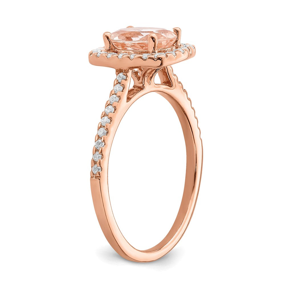14kr 1/3 ct Lab Grown Diamond VS/SI+ G+ & Morganite Halo Engagement Ring