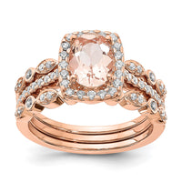 14kr 1/3 ct Lab Grown Diamond VS/SI+ G+ & Morganite Halo Engagement Ring