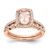 14kr 1/3 ct Lab Grown Diamond VS/SI+ G+ & Morganite Halo Engagement Ring