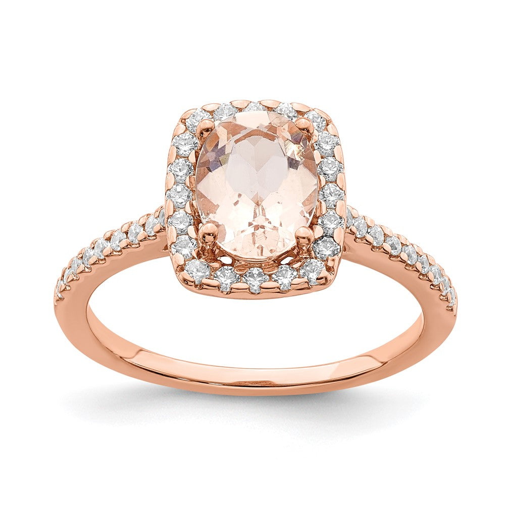 14kr 1/3 ct Lab Grown Diamond VS/SI+ G+ & Morganite Halo Engagement Ring