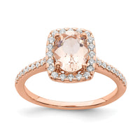 14kr 1/3 ct Lab Grown Diamond VS/SI+ G+ & Morganite Halo Engagement Ring