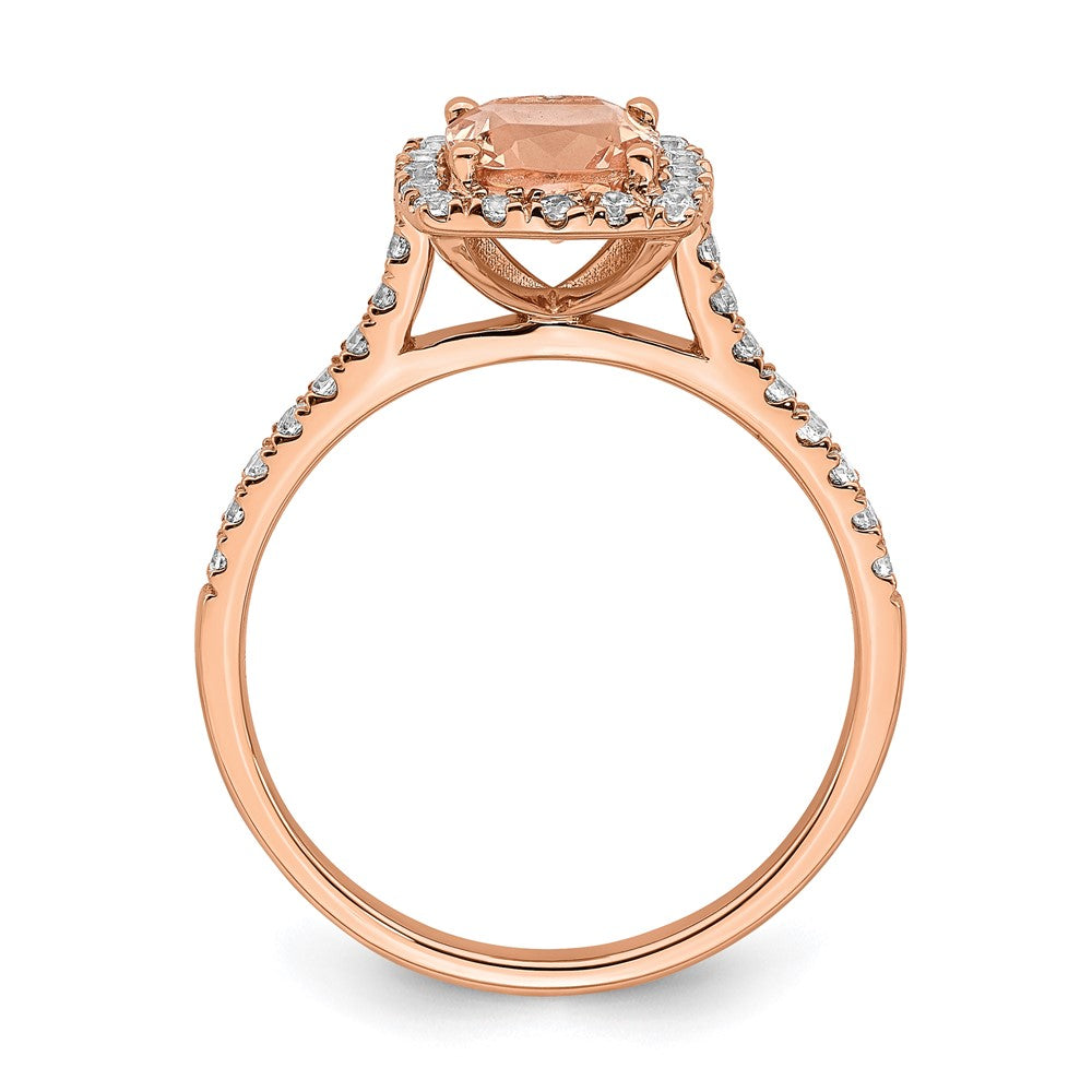 14kr 1/4 ct Lab Grown Diamond VS/SI+ G+ & Morganite Halo Engagement Ring