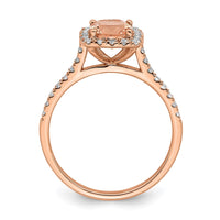14kr 1/4 ct Lab Grown Diamond VS/SI+ G+ & Morganite Halo Engagement Ring