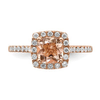 14kr 1/4 ct Lab Grown Diamond VS/SI+ G+ & Morganite Halo Engagement Ring