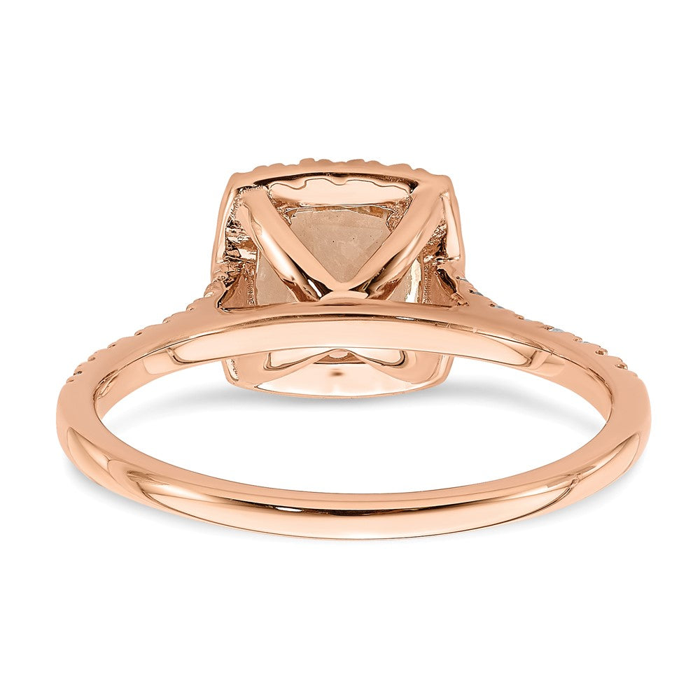 14kr 1/4 ct Lab Grown Diamond VS/SI+ G+ & Morganite Halo Engagement Ring