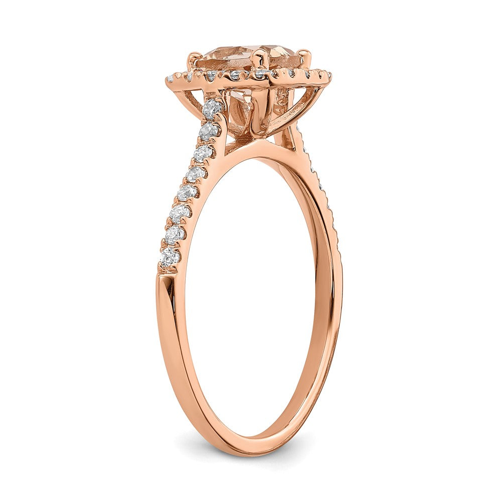 14kr 1/4 ct Lab Grown Diamond VS/SI+ G+ & Morganite Halo Engagement Ring
