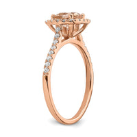 14kr 1/4 ct Lab Grown Diamond VS/SI+ G+ & Morganite Halo Engagement Ring