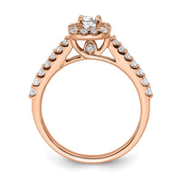 14k Rose Gold 3/4ct Lab Grown Diamond VS/SI+ G+ Complete Halo Eng Ring