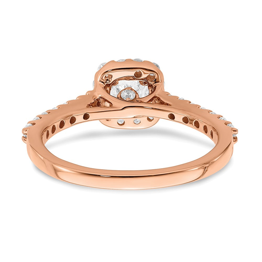 14k Rose Gold 3/4ct Lab Grown Diamond VS/SI+ G+ Complete Halo Eng Ring