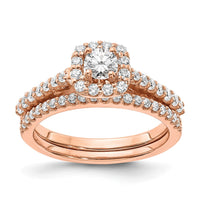 14k Rose Gold 3/4ct Lab Grown Diamond VS/SI+ G+ Complete Halo Eng Ring
