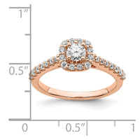 14k Rose Gold 3/4ct Lab Grown Diamond VS/SI+ G+ Complete Halo Eng Ring