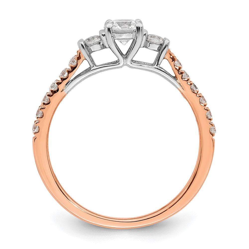 14k Rose Gold 3/4ct Lab Grown Diamond VS/SI+ G+ Comp Petite Eng Ring