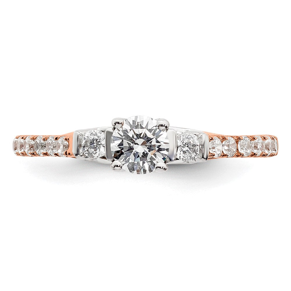 14k Rose Gold 3/4ct Lab Grown Diamond VS/SI+ G+ Comp Petite Eng Ring