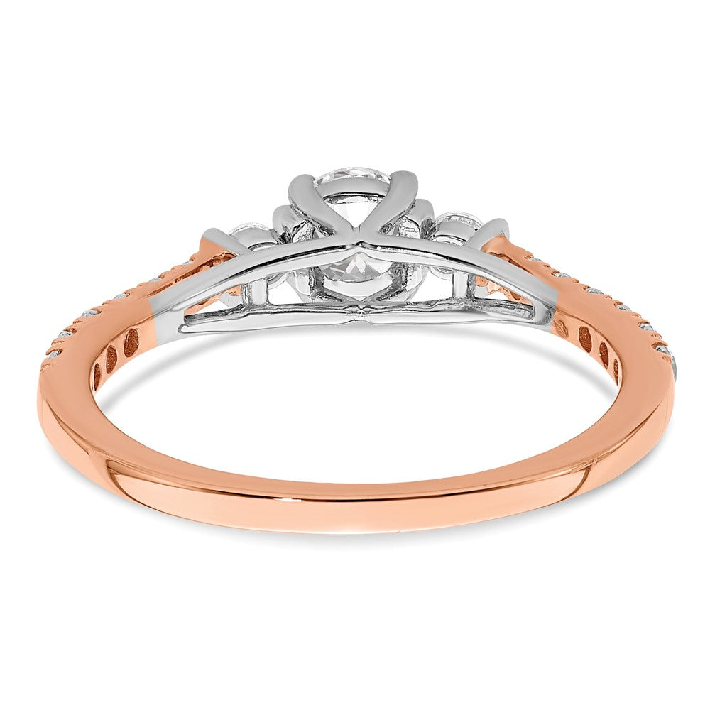 14k Rose Gold 3/4ct Lab Grown Diamond VS/SI+ G+ Comp Petite Eng Ring