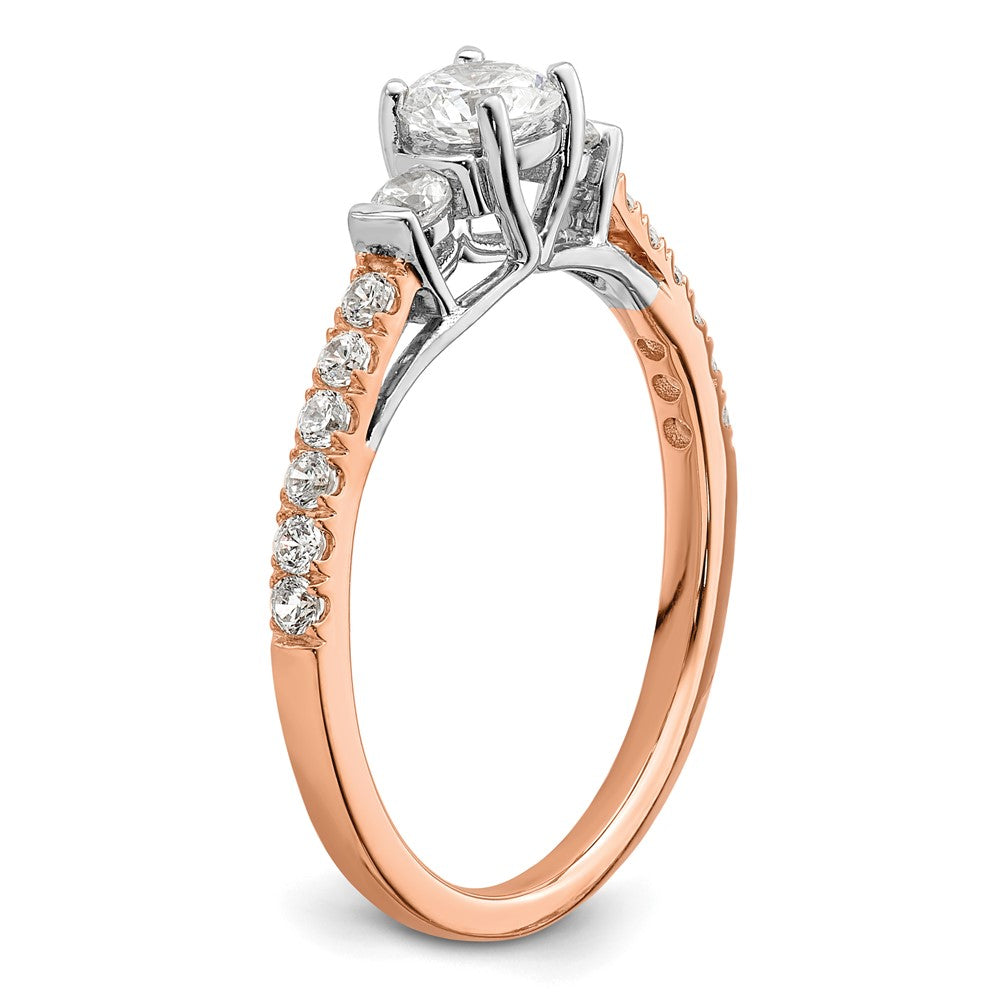 14k Rose Gold 3/4ct Lab Grown Diamond VS/SI+ G+ Comp Petite Eng Ring