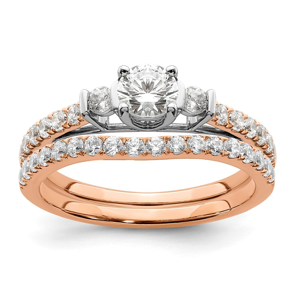 14k Rose Gold 3/4ct Lab Grown Diamond VS/SI+ G+ Comp Petite Eng Ring